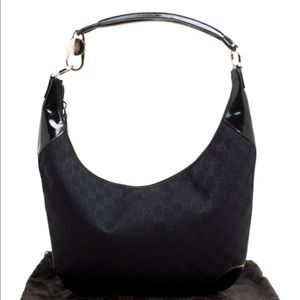 Authentic GUCCI hobo patent leather and canvas bag